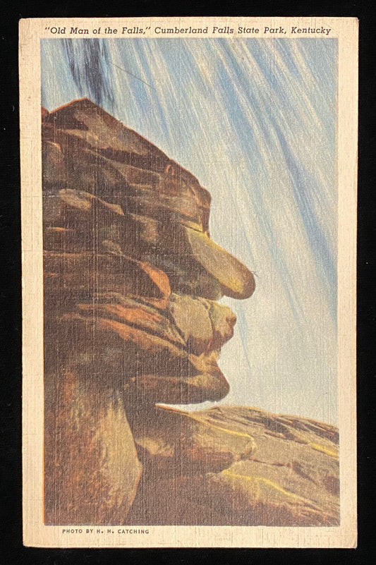 Old Man of the Falls - Cumberland Falls State Park - Kentucky - 1945 Linen Postcard