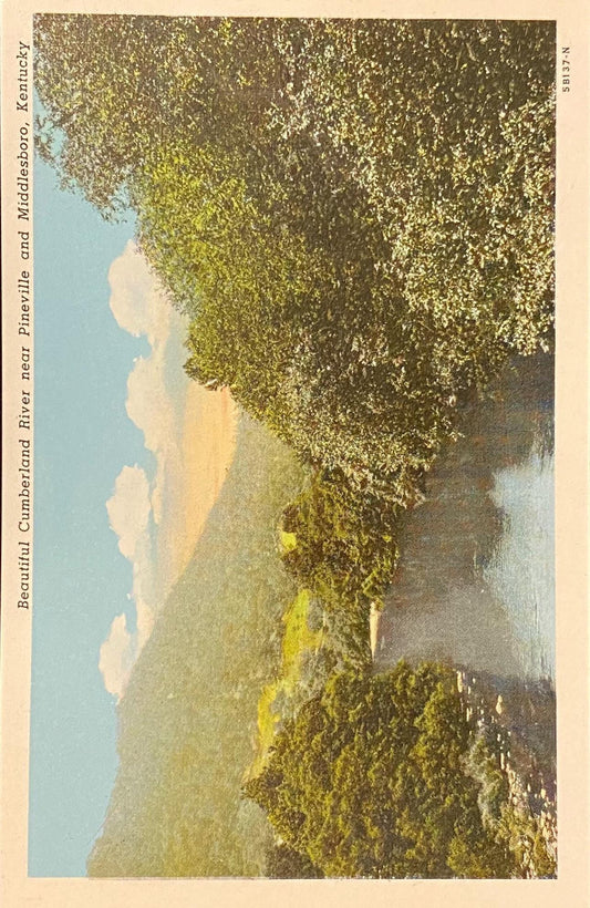 Beautiful Cumberland River near Pineville and Middlesboro, Kentucky - 1945 Linen Postcard