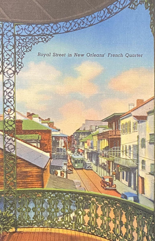 Royal Street - New Orleans, Louisiana - French Quarter - 1939 Linen Postcard