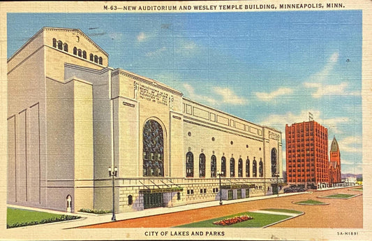 New Auditorium - Wesley Temple Building - Minneapolis, Minnesota - 1935 Linen Postcard