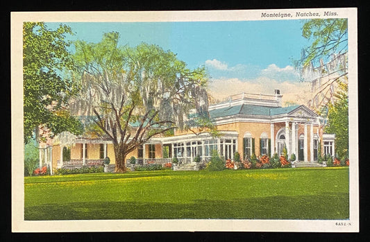 Monteigne - Natchez, Mississippi - 1930s Linen Postcard