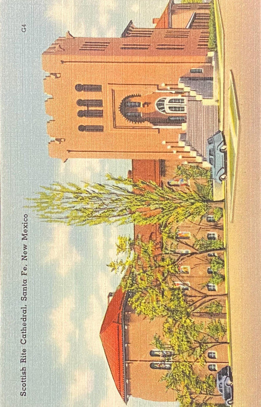 Scottish Rite Cathedral - Santa Fe, New Mexico - 1930s Linen Postcard