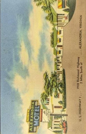 Alexandria Motel - Alexandria, Virginia - 1930s/1940s Linen Postcard