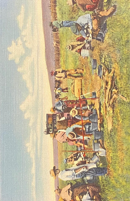Chuck Wagon on the Roundup - New Mexico - 1946 Linen Postcard