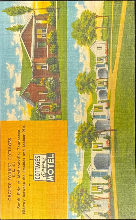 Cagle's Tourist Cottages - Madisonville, Tennessee - 1930s/1940s Linen Postcard