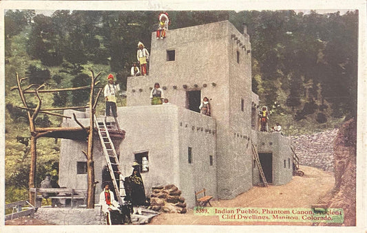 Indian Pueblo - Phantom Canon - Ancient Cliff Dwellings - Manitou, Colorado. - Vintage Postcard