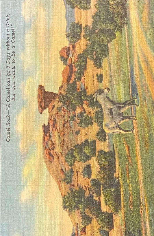 Camel Rock - Santa Fe - Taos Highway, New Mexico - 1942 Linen Postcard