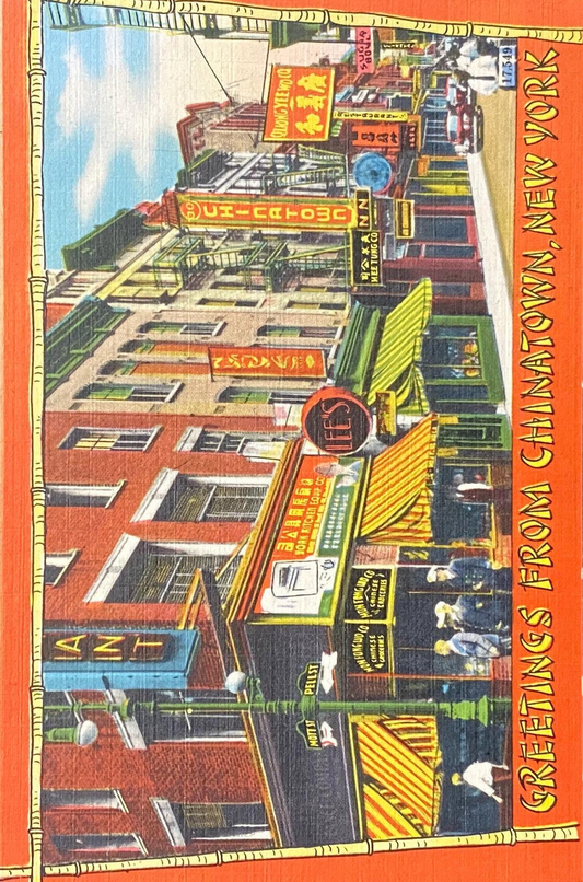 Greetings From Chinatown - New York - 1940s Linen Postcard