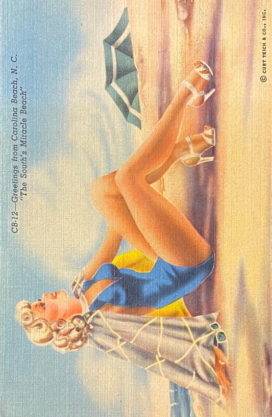 Greetings from Carolina Beach, North Carolina - "The South's Miracle Beach" - 1939 Linen Postcard