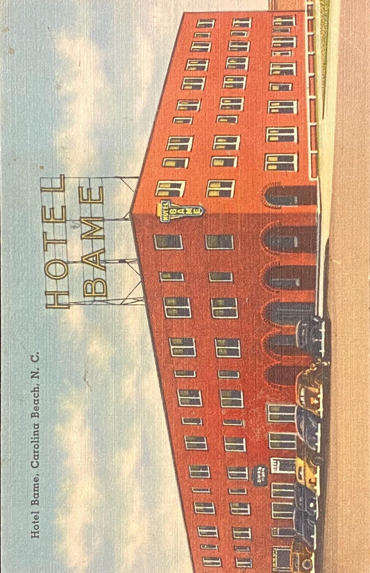 Hotel Bame - Carolina Beach, North Carolina - 1930s Linen Postcard