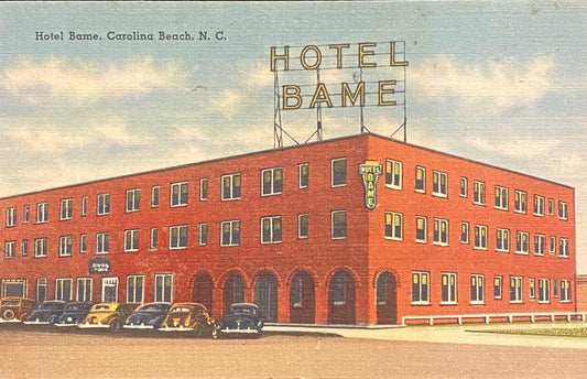 Hotel Bame - Carolina Beach, North Carolina - 1930s Linen Postcard