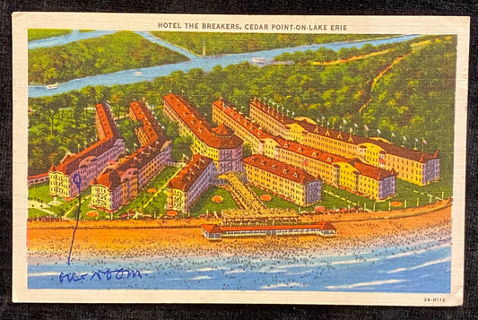 Hotel the Breakers - Cedar Point On Lake Erie near Sandusky, Ohio - 1932 Linen Postcard