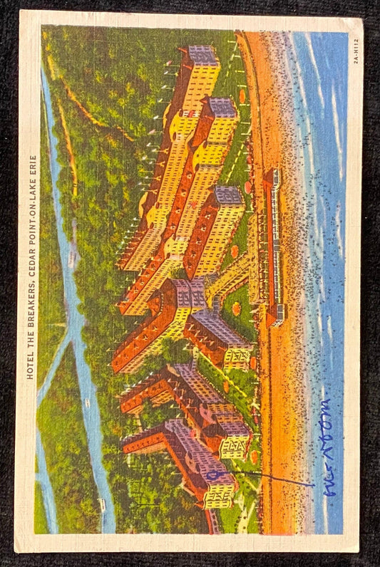 Hotel the Breakers - Cedar Point On Lake Erie near Sandusky, Ohio - 1932 Linen Postcard