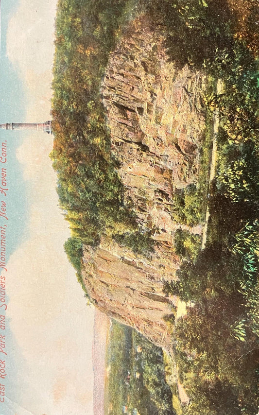 East Rock Park and Soldiers Monument 1915- New Haven Conneticut - Vintage Postcard