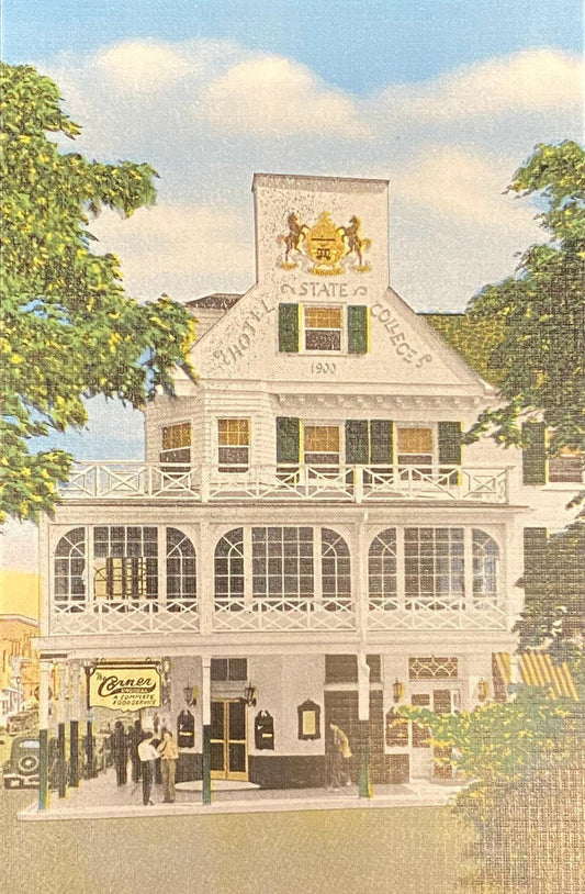 Hotel State College - State College, Pennsylvania - 1940s Linen Postcard