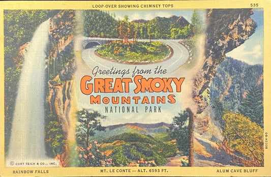 Greetings From the Great Smoky Mountains National Park, Tennessee - 1940 Linen Postcard