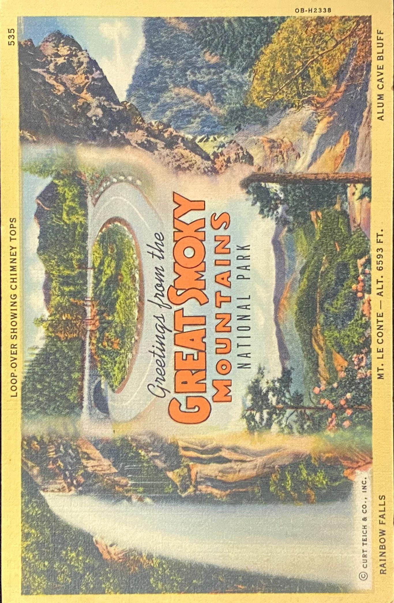 Greetings From the Great Smoky Mountains National Park, Tennessee - 1940 Linen Postcard