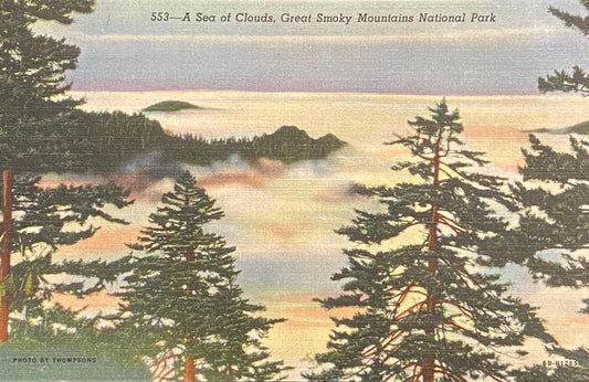 A Sea of Clouds - Great Smoky Mountains National Park, Tennessee - 1946 Linen Postcard
