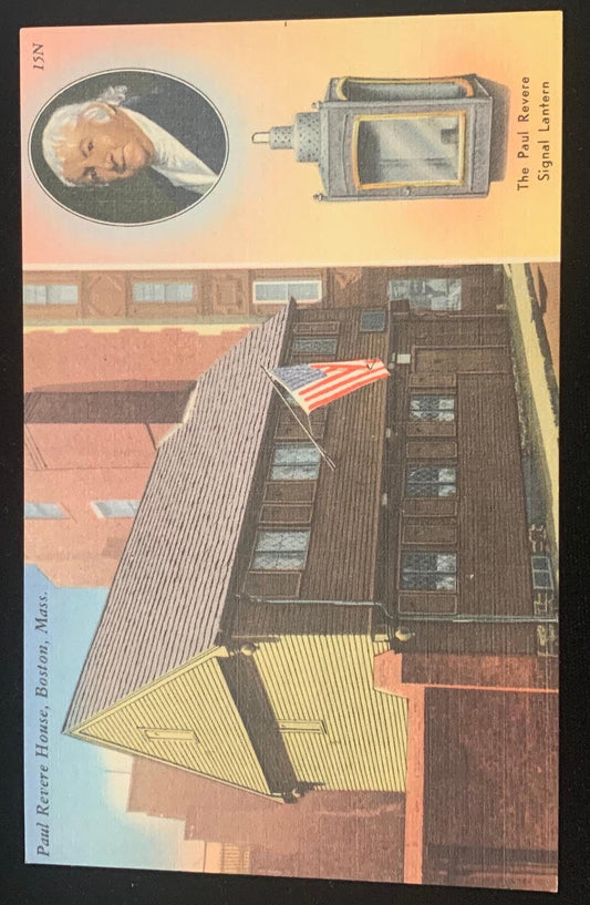 Paul Revere House - Boston Massachusetts - 1940s Linen Postcard
