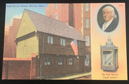Paul Revere House - Boston Massachusetts - 1940s Linen Postcard
