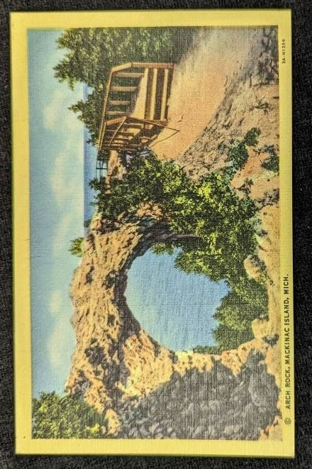 Arch Rock - Mackinac Island, Michigan - 1940s Linen Postcard