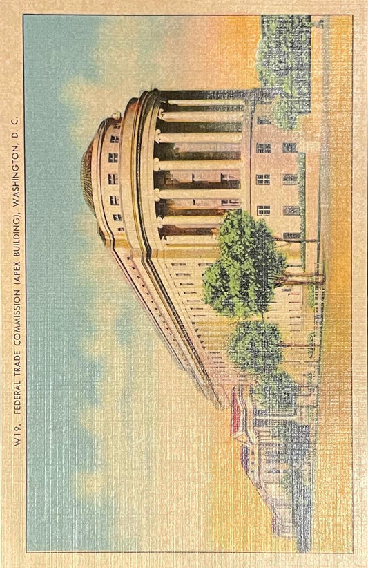 Federal Trade Commission - Apex Building - Washington D.C., Maryland - 1940s Linen Postcard