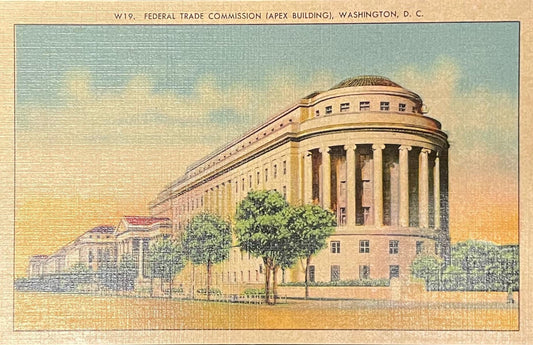 Federal Trade Commission - Apex Building - Washington D.C., Maryland - 1940s Linen Postcard