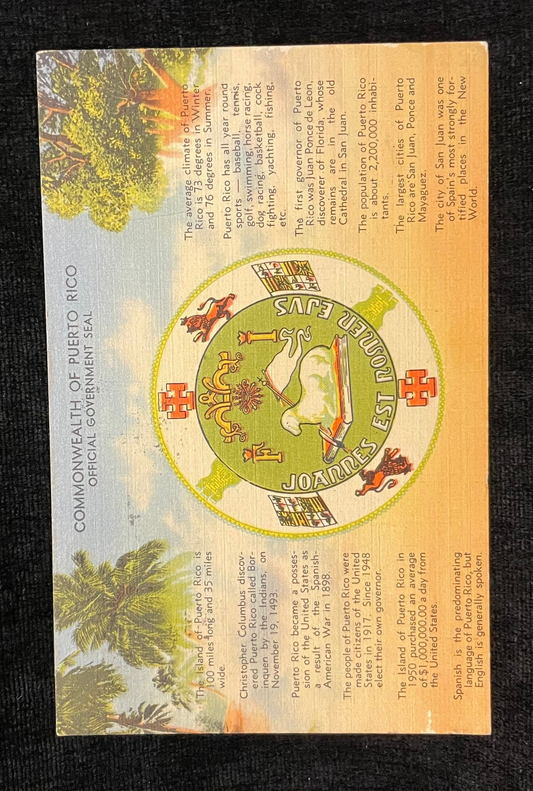 Commonwealth of Puerto Rico - 1950s International Linen Postcard