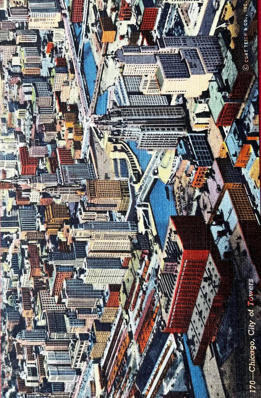 Chicago, Illinois - City of Towers - 1942 Linen Postcard