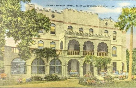 Castle Warden Hotel - Saint Augustine, Florida - 1940s Linen Postcard