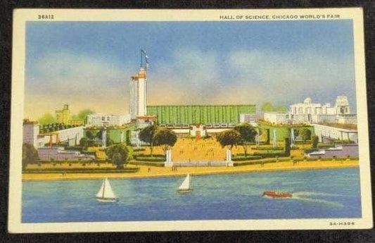 Hall of Science - Chicago World's Fair - Chicago, Illinois - 1940s Linen Postcard