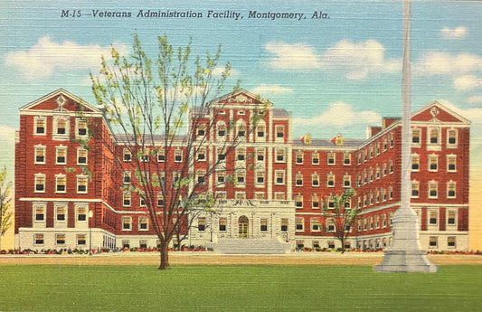 Veterans Administration Facility - Montgomery, Alabama - Veteran Postcard - 1940s Linen Postcard