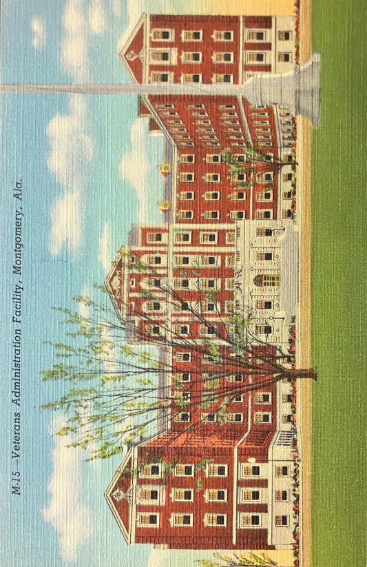 Veterans Administration Facility - Montgomery, Alabama - Veteran Postcard - 1940s Linen Postcard