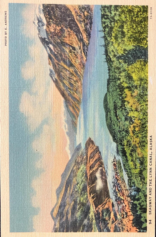 Skagway - Lynn Canal - Alaska - Photo: E. Andrews - 1940s Linen Postcard