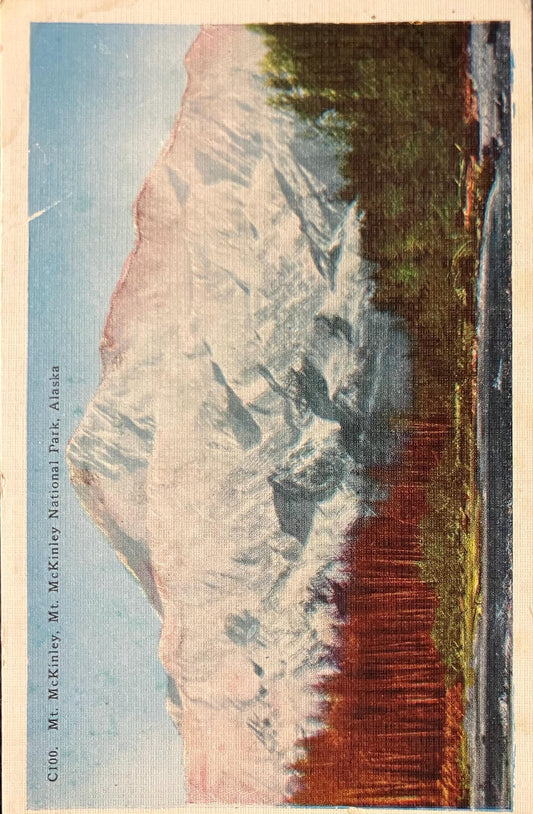 Mt. McKinley National Park, Alaska - 1940s Linen National Park Postcard
