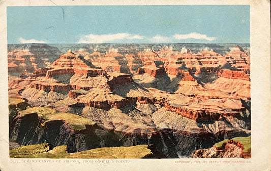 Grand Canyon of Arizona - O'Neill's Point -  Copyright, 1902, by Detroit Photographic Co. - Vintage Postcard