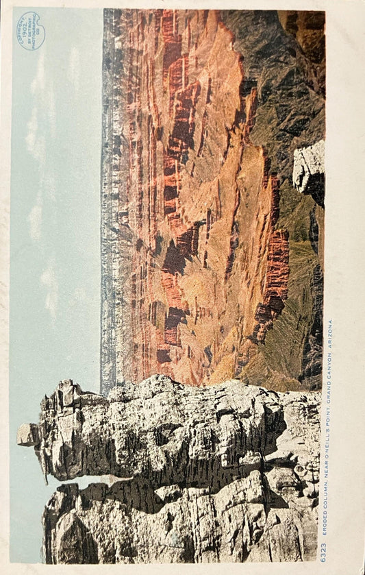 Eroded Column. Near O'Neill's Point, Grand Canyon, Arizona -  Copyright. 1902 by Detroit Photographic Co. - Vintage Postcard
