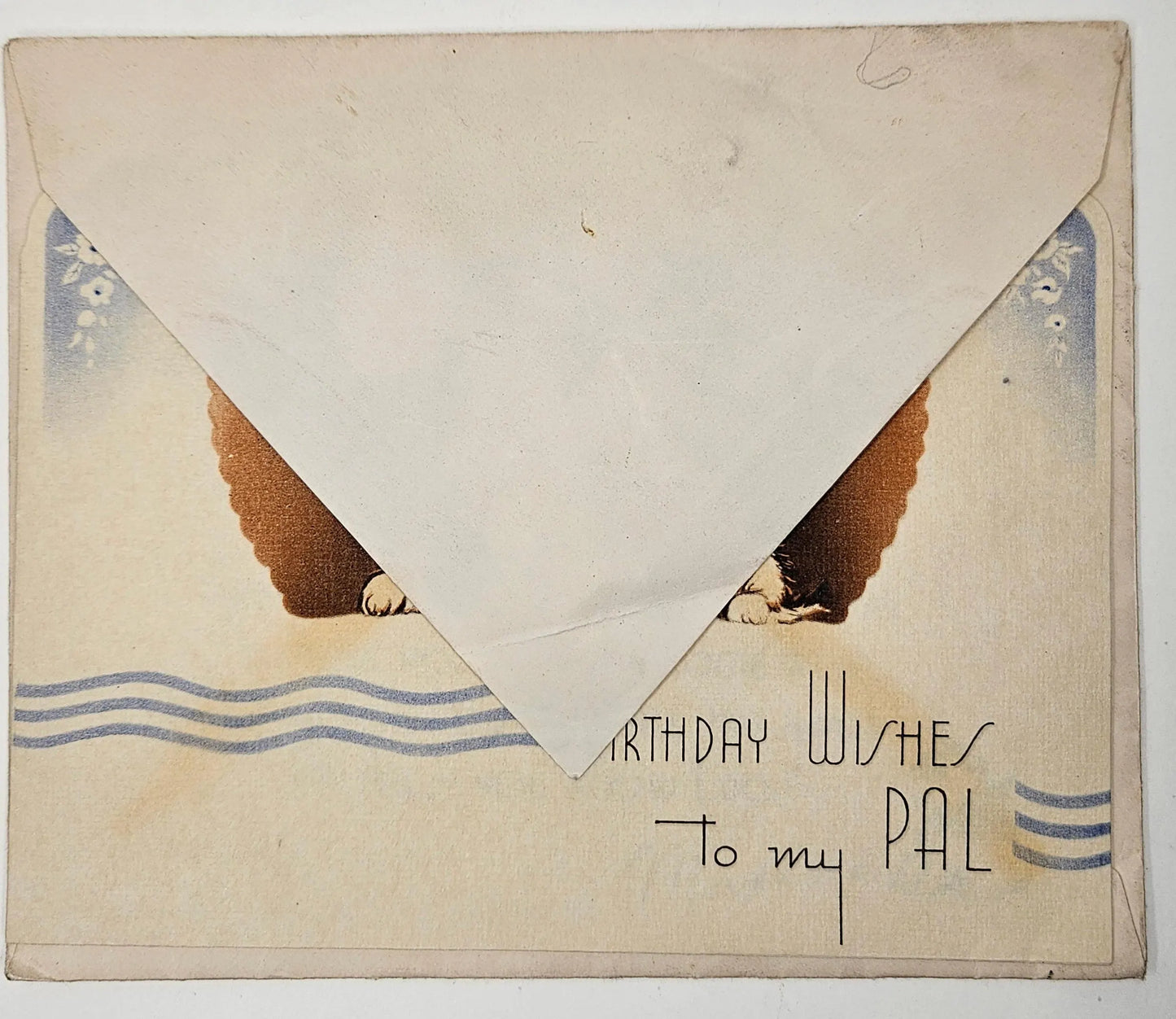 Art Deco Birthday Card - Birthday Wishes To My Pal - Two dogs in Bows - Sweet verse to a Pal inside