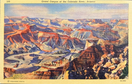 Grand Canyon - Colorado River - Arizona - Frashers Photo - 1940s Linen Postcard