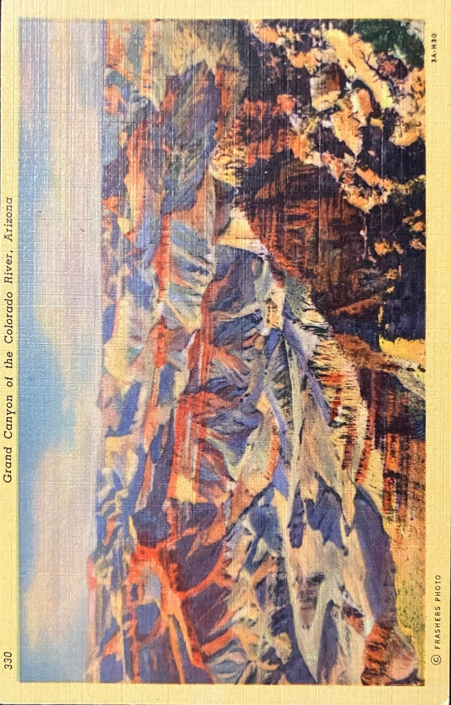 Grand Canyon - Colorado River - Arizona - Frashers Photo - 1940s Linen Postcard