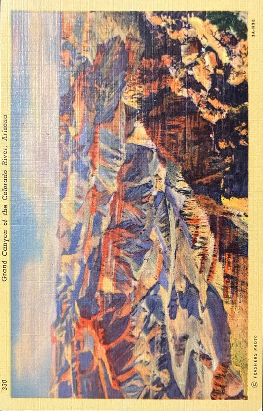 Grand Canyon - Colorado River - Arizona - Frashers Photo - 1940s Linen Postcard