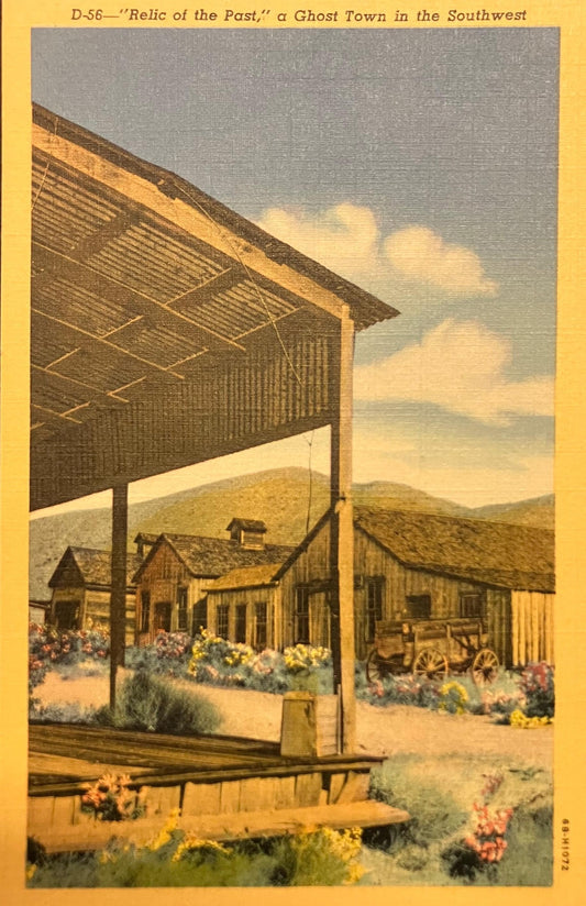Relic of the Past - Ghost Town in the Southwest - Arizona - 1940s Linen Postcard