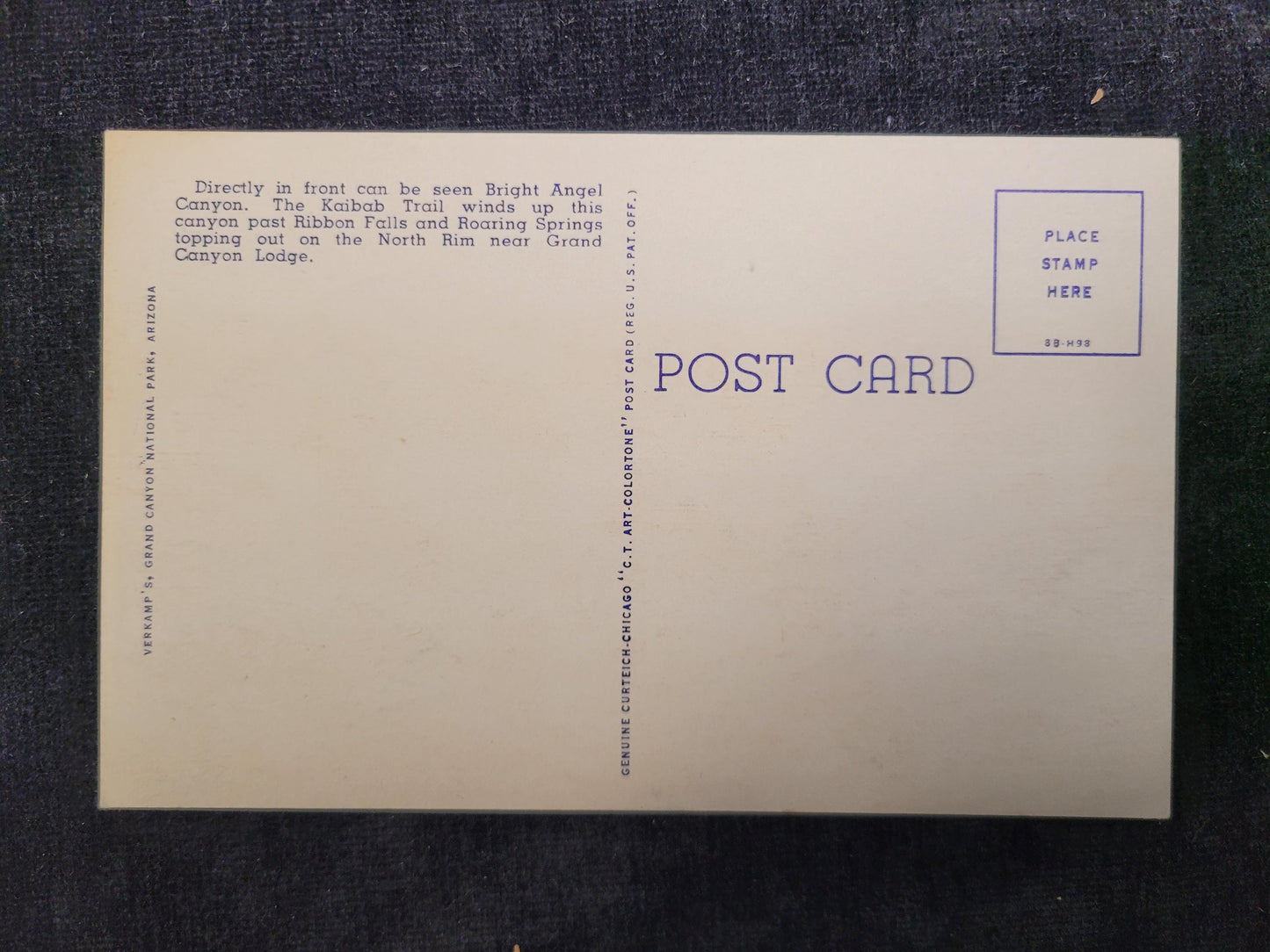 Yavapai Point - Grand Canyon - Arizona - 1940s Linen Postcard