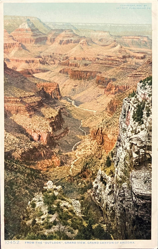 From the “Outlook” - Grand View - Grand Canyon, Arizona - Copyright, 1906, By Detroit Publishing Co. - Vintage Postcard