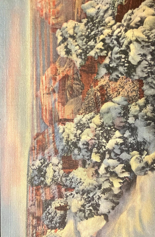 Grand Canyon in the Winter - Arizona - 1940s Linen Postcard