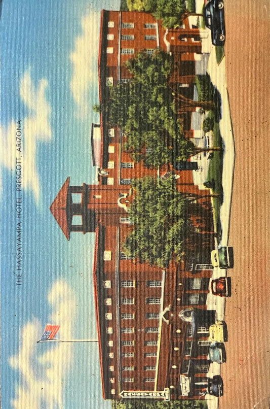 The Hassayampa Hotel - Prescott, Arizona - 1940s Linen Postcard