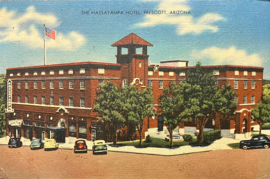 The Hassayampa Hotel - Prescott, Arizona - 1940s Linen Postcard