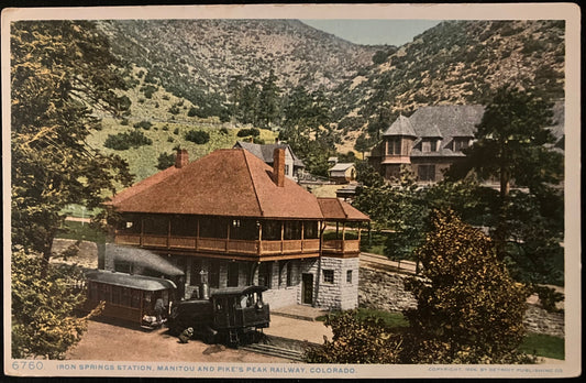 Iron Springs Station - Manitou and Pike's Peak Railway - Colorado - Vintage Postcards