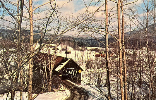 Columbia Covered Bridge - Connecticut River - Columbia, New Hampshire - Photo by Russ White - Vintage Covered Bridge Postcard