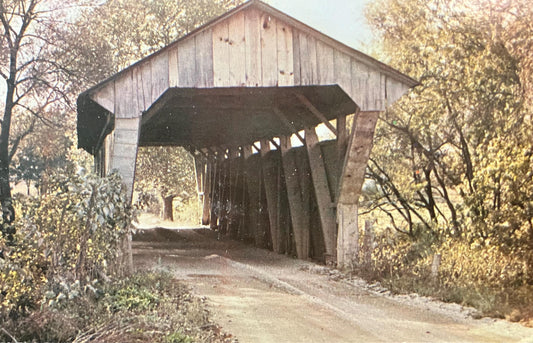 Chambers Road Bridge in Delaware County, Ohio - Photo by E. Hall - Vintage Covered Bridge Postcard